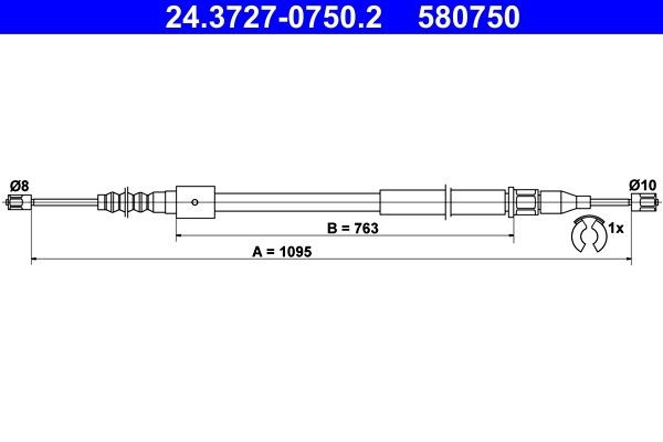 ATE Seilzug, Feststellbremse 24.3727-0750.2 FüR Opel-image