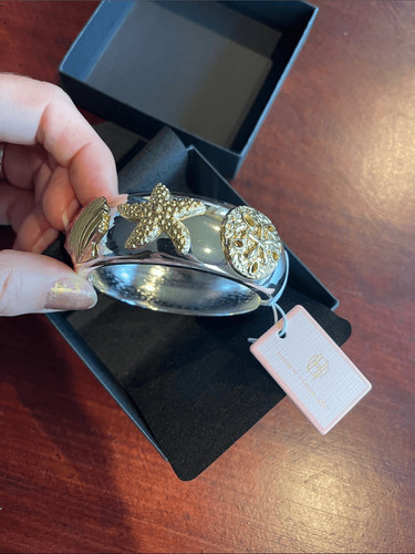 House of Harlow 1960 Silver Bracelet with Gold Sea Motifs