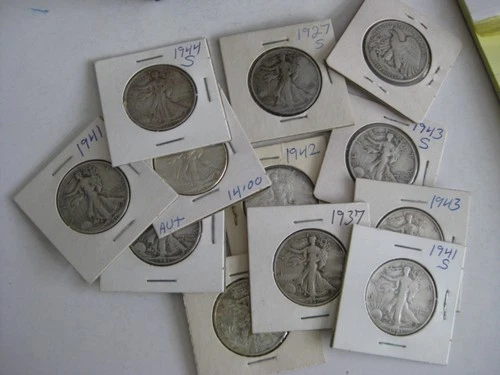 Lot of (12) Silver Liberty Walking Half Dollars  LOT  RB-37