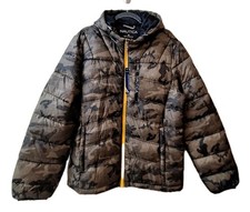 Nautica Poly Hooded Regular Fit Puffer Jacket Mens Sz Medium Green Camo NWT $175