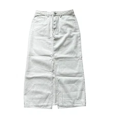 BlankNYC Women's Denim Maxi Skirt Slit Cream Size 30 Fall Trendy Transitional 