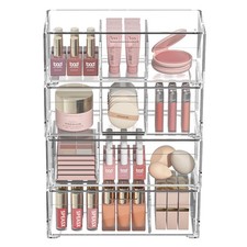 Stackable Storage Drawers Clear Plastic Storage Bins Bathroom Drawer Organize...