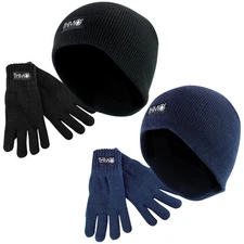 Kids Thinsulate Beanie Hat And Gloves Set | THMO | 3m Knitted Warm Hat & Gloves