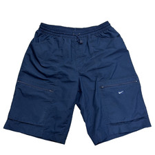 Vintage Nike Cargo Hiking Shorts Blue Size M Gray Tag Y2K Utility Mesh Liner