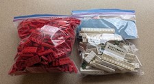 Vtg American Plastic Bricks blocks Red And White lot 2 lbs windows doors roof