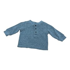 Carter's Baby Henley Shirt 3 Months Blue Long Sleeve Button Top 100 Cotton