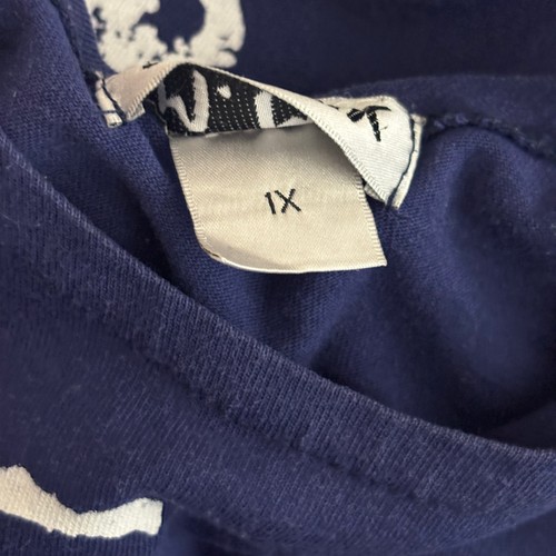M. Mac Vermont Country Store Dress Women 1X Rock Fish Navy Blue Midi Pockets - Picture 8 of 11