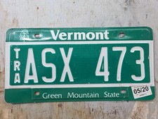 Vermont License Plate Tag VT Trailer Tra ASX 473 Wall Art Mancave