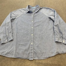 J.McLaughlin Shirt Womens Large Blue Chambray Button Down Long Sleeve Raglan