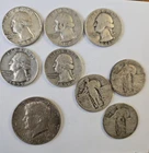 5 Silver quarters, 3 Silver  Standing Liberty Quarters, 1 Silver Kennedy Half
