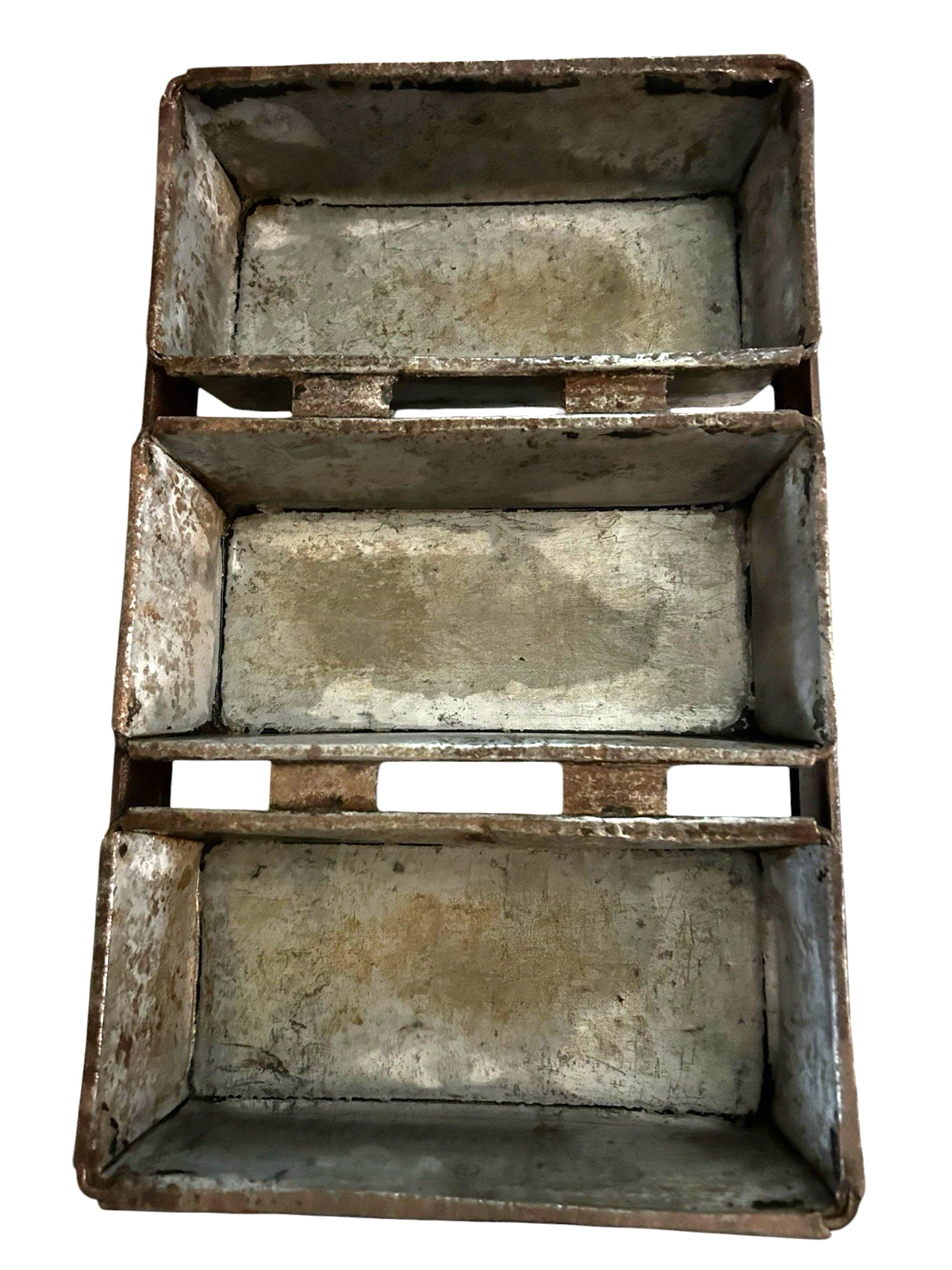 Antique Metal Loaf Bread Triple Baking Pan Rustic Decor