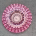 Fenton Hobnail Crimped Ruffled Edge Cranberry Vintage Opalescent Dish Plate