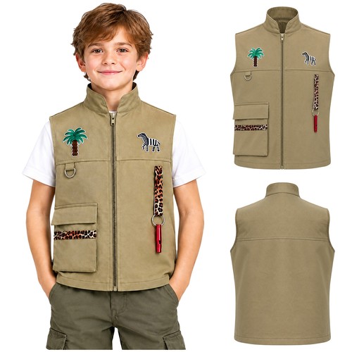 Niños Explorador de la Selva Zoológico Guardián Conjunto Disfraz Ropa Exterior Cuidador del Zoológico Uniforme Chaleco - Imagen 5 de 48