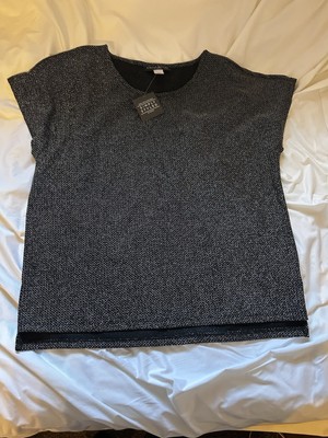 Simply Styled Shirt Women Medium Black and Silver by Sears Disco Shimmer