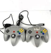 2 Official OEM Nintendo Classic N64 Wired Controllers Parts Read