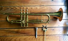 Vintage Beaumont Trumpet with Mouthpiece and Lyre PLAY TESTED Good Condition