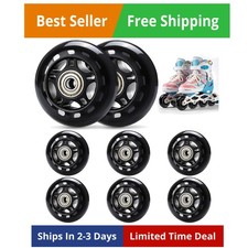 8 Pack 64mm 82A Indoor Inline Skate Replacement Wheels, Indoor Skating Wheels...