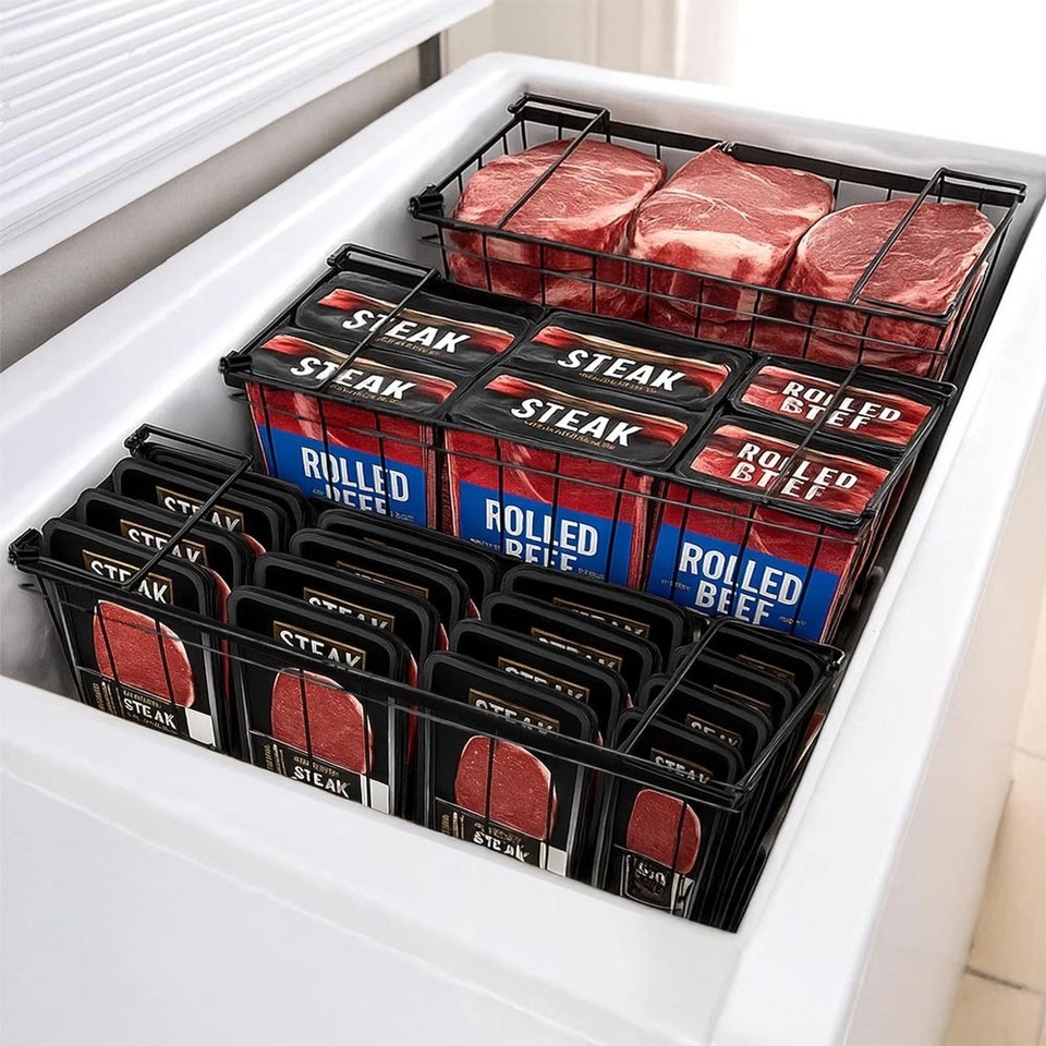 4-Pack Freezer Baskets Freezer Stackable Baskets for Chest Freezers for ...