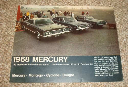 1968 Mercury Full Line Original Dealer Sales Brochure. Montego, Cyclone, Cougar