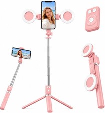 67" Selfie Stick Remote with Fill Light Bluetooth Extendable Phone Tripod Stand