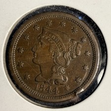 1844 Braided Hair Large Cent, XF. (16652)