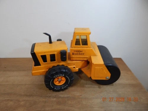 Vintage 70s Tonka Mighty Roller Pressed Steel Toy Vehicle Rare Steam Roller