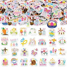 200Pcs Religious Easter Doodles Foam Stickers, Jesus Lives Bible Easter Foam Sti
