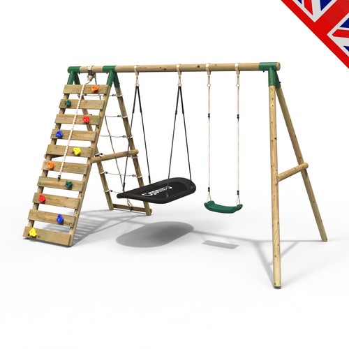 swing and climbing wall