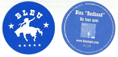 BLEU Rare 2002 Set of 2 PROMO Vinyl STICKER DECAL 4.5x4.5 for Redhead CD MINT