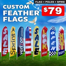 15ft Custom Single Sided Swooper Advertising Flag Feather Banner + Pole + Spike