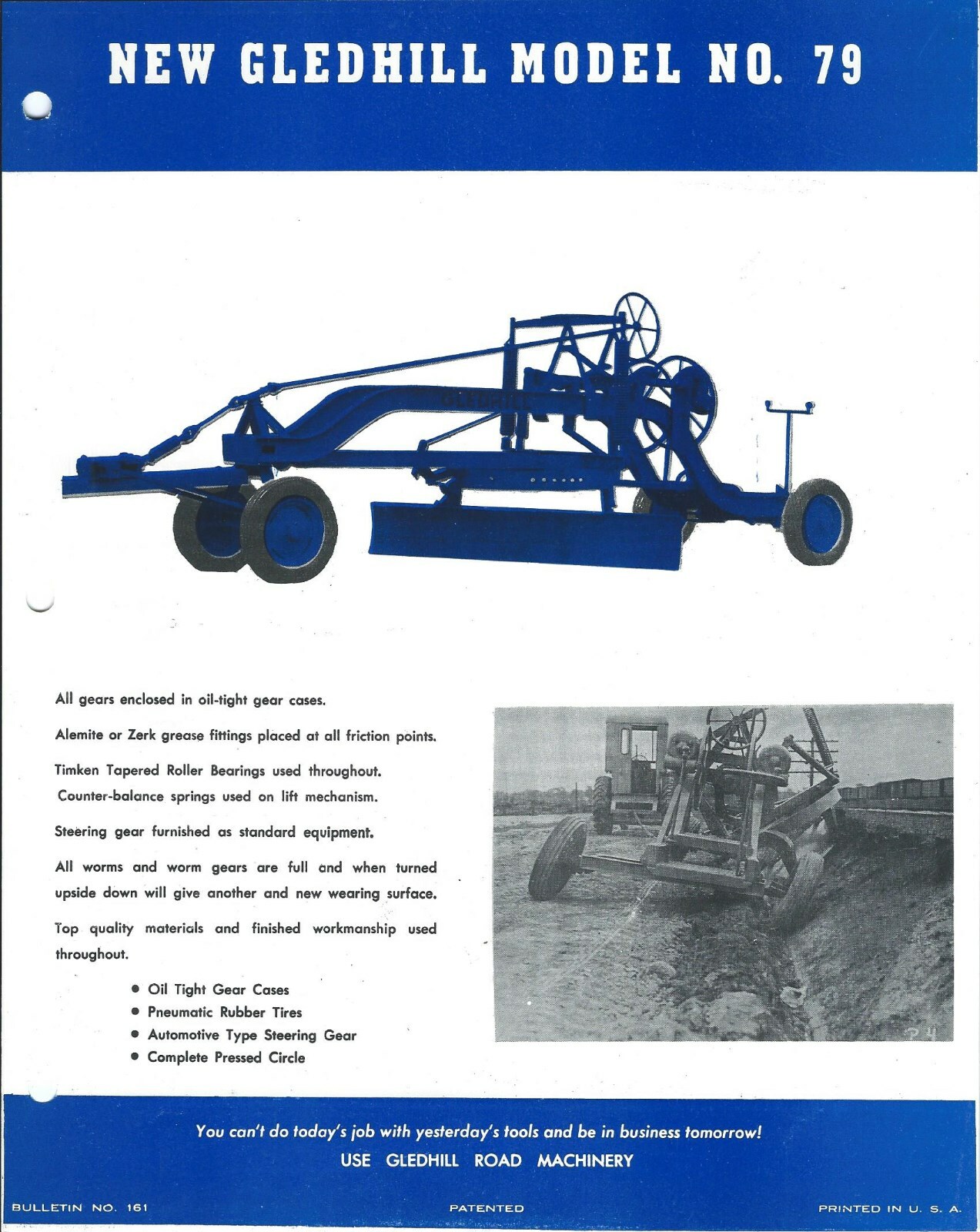 Equipment Data Sheet - Gledhill - 79 - 8 Foot Grader - Brochure c1950's (E5378)