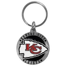 Kansas City Chiefs 3-D Logo Metal Key Chain NFL Football (Round)