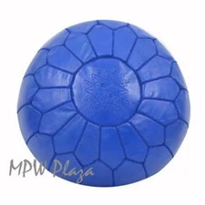 MPW Plaza Pouf, Royal Blue, Moroccan Leather Ottoman (Un-Stuffed)