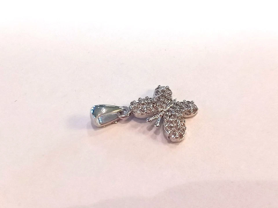 Ciondolo pendente farfalla oro bianco 18 kt 750%  con zirconi bianchi - Immagine 4 di 4