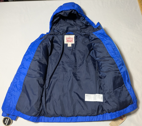 LEVIS Boys Medium (10-12 Yrs) Blue Nylon Full Zip Hooded Puffer Jacket NEW - Picture 6 of 21