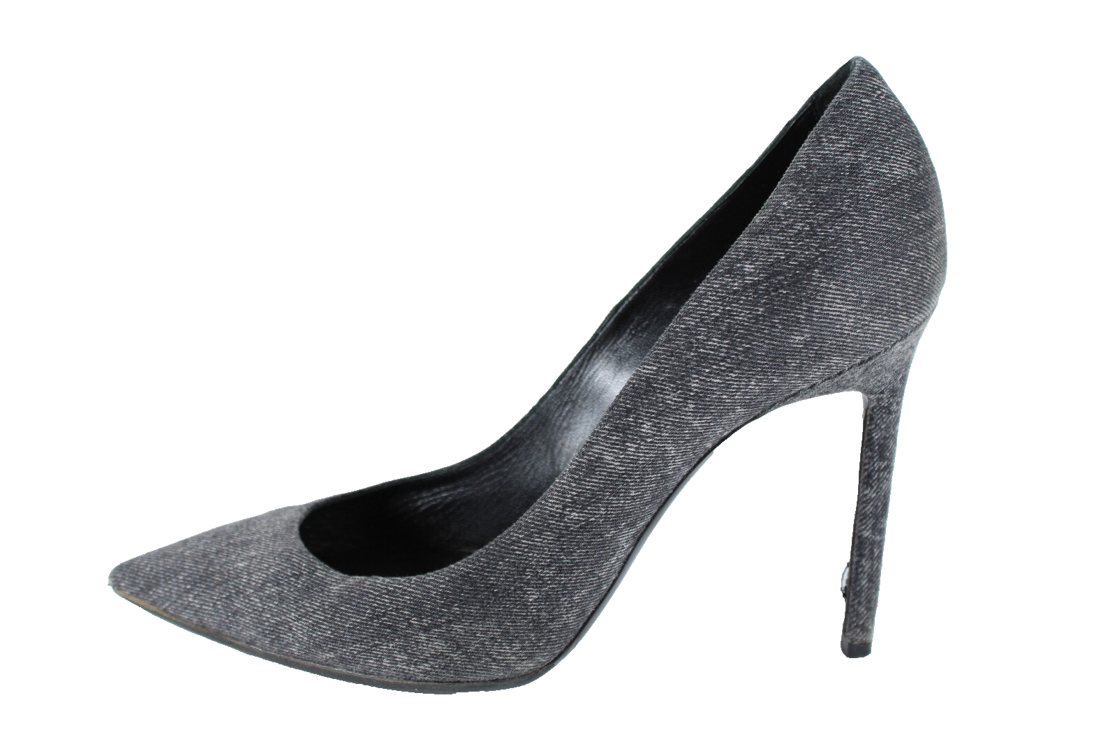 SAINT LAURENT decolte tacco a spillo grigio antracite denim a punta 39