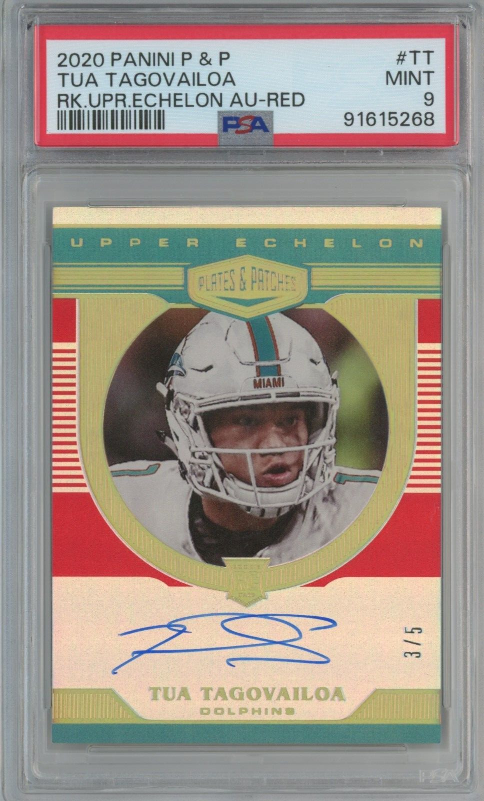 Tua Tagovailoa Panini Plates & Patches Rookie Upper Echelon Autographs #TT Red