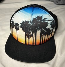 Palm Trees Sunset Youth Hat Snapback Baseball Cap Black Mesh FREE SHIPPING