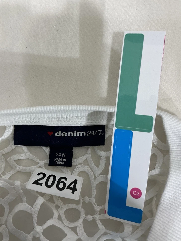 Womans Denim 24-7 White Lace Shear Sleeves Lined Front Zip Jacket Size 24 W - Image 3 of 4