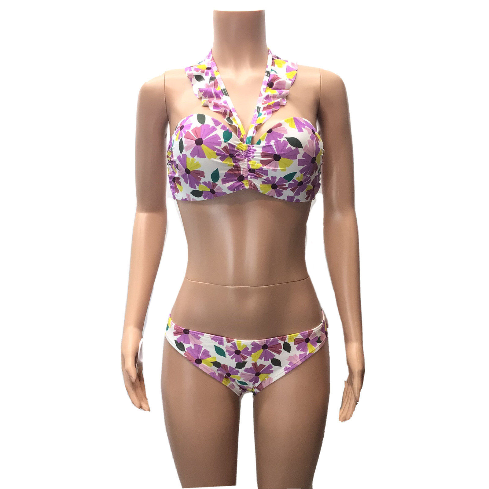 2pc Kate Spade White Floral Cruise Convertible Ruffle Bikini Set Size Large thumbnail 2