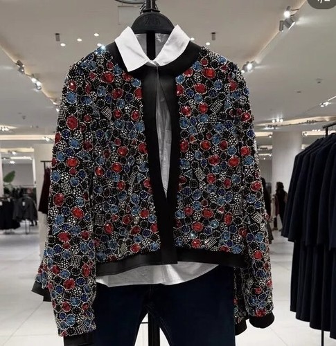 Zara Beaded Jacket With Sequin Applique Size M Ref 3920/525 RRP £119 - Picture 4 of 13