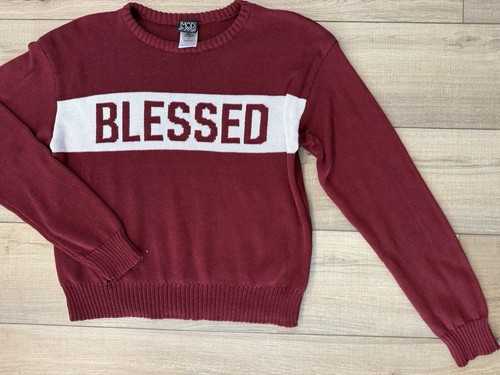 Women's Blessed Graphic Sweatshirt Sweater Modern Lux M Medium Thanksgiving - Picture 3 of 3