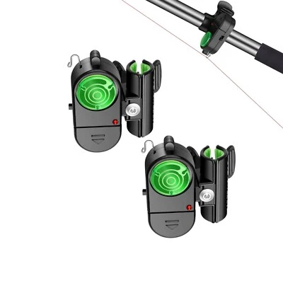 2x Elektronisch Bissanzeiger LED Fisch Bissmelder Licht & Ton Angeln Alarmglocke - Bild 1 von 4