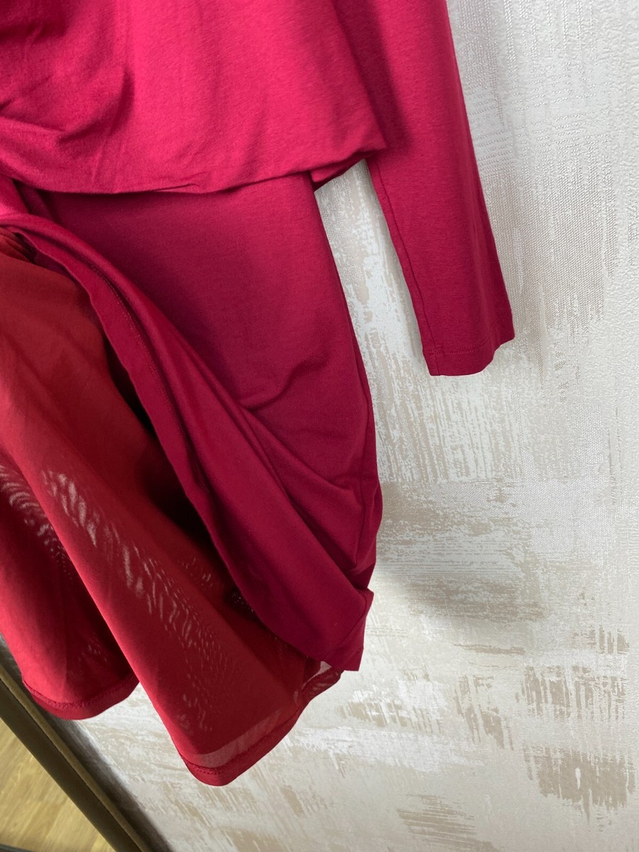 VIP【関税送料無料】希少 Moschino Viscose Midi Dress Love Moschino Red Viscose V-neck Long Sleeve Dress Size XS