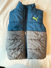 PUMA PUFFER VEST Toddler Size XXS 3-4 Grey and Blue/Green
