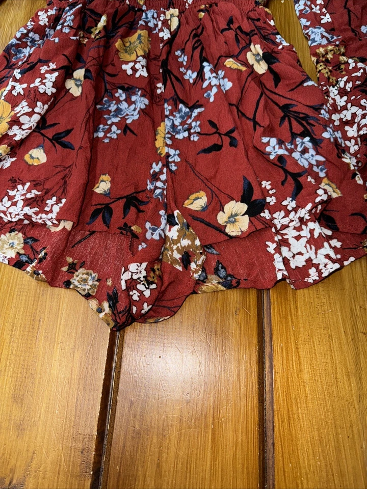 Комбинезон Band of Gypsies с рукавами-колокольчиками богемный цветочный фестивальный средний богемно-красный - Изображение 4 из 4