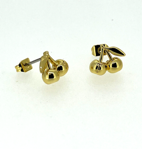 Ted Baker Gold Cherry Earrings Studs Charlay RRP£26 (tbj3032-02-03) - Picture 1 of 3