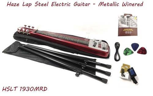 Haze Solid Body Electric LAP Steel Guitar, Metallic Red Glass Tone Bar HSLT 1930 - Picture 2 of 12