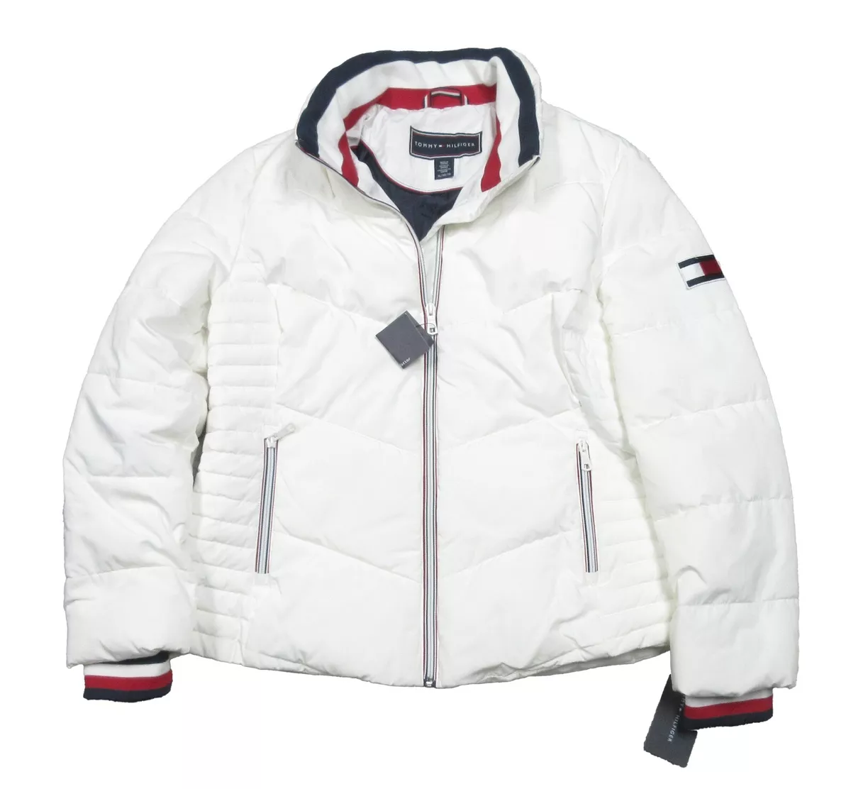 Tommy hilfiger long chevron quilted puffer coat new arrivals