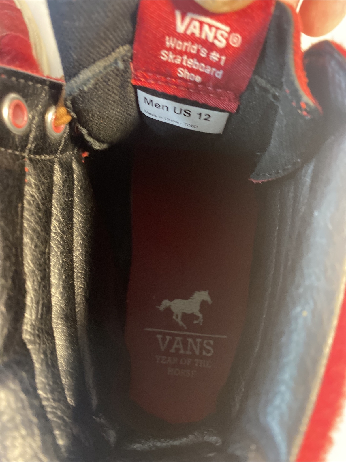 PONY Sneakers da uomo alte Vans Sk8 Anno del cavallo rosse e marroni taglia 12